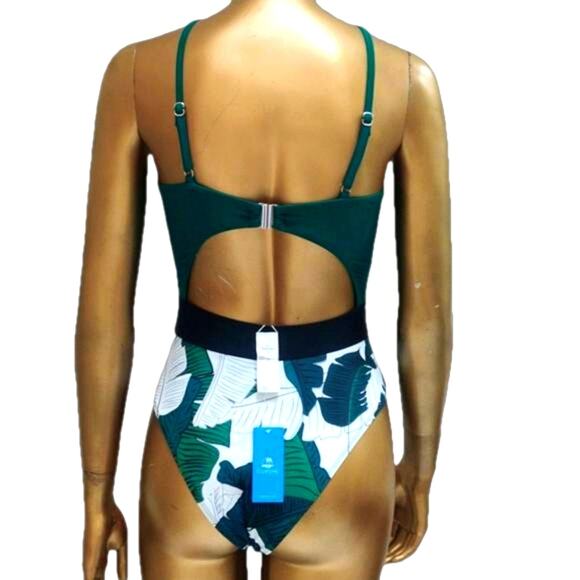 Cupshe Tropical Cut-Out One-Piece Swimsuit NWT Green Size Small - Picture 7 of 12